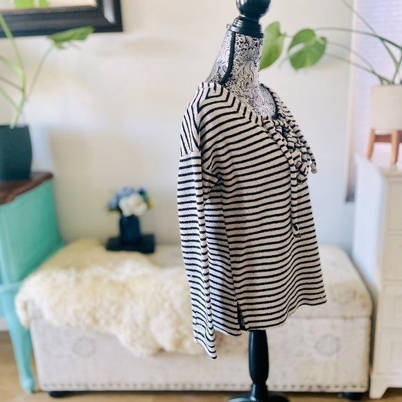 🏷️ 4/$25 Sanctuary Preppy Beacon Stripe Lace-Up French Terry Pullover Sweater - Picture 4 of 8